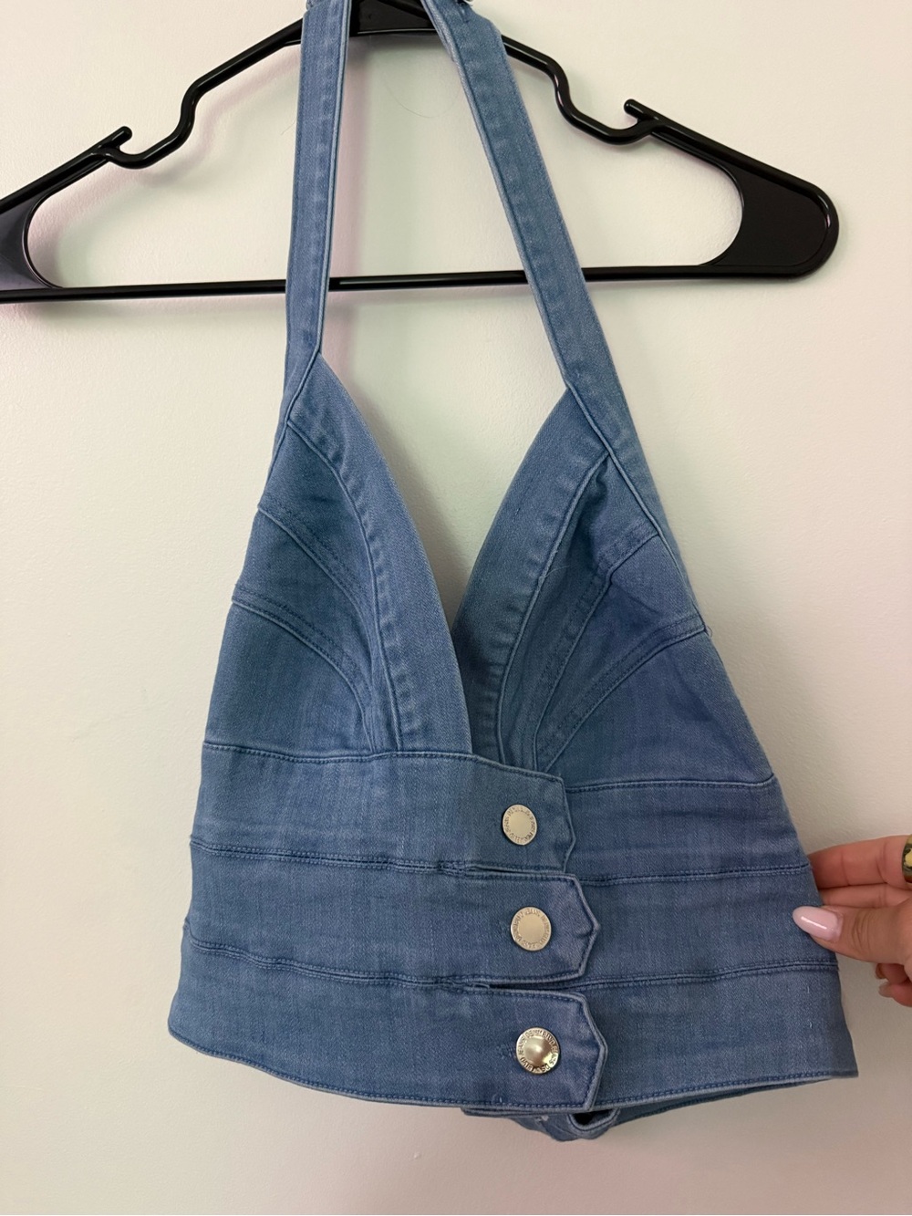 Denim Halter Crop Top - Blue Women Jeans